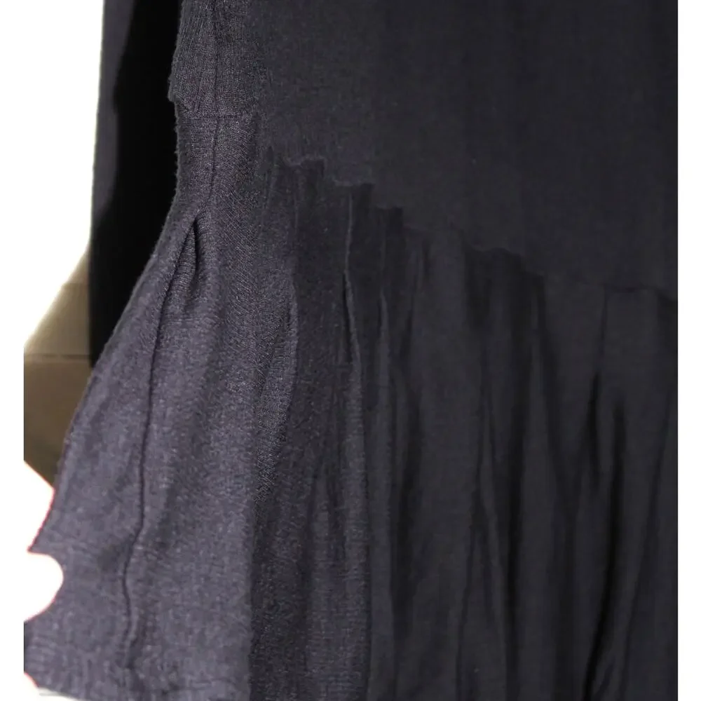 FREE PEOPLE Your Girl Flounce Hem V-neck Henley Knit Long Sleeve Tunic Black M